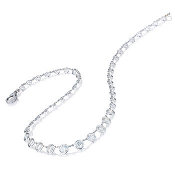 Diamond necklace displayed on a white background